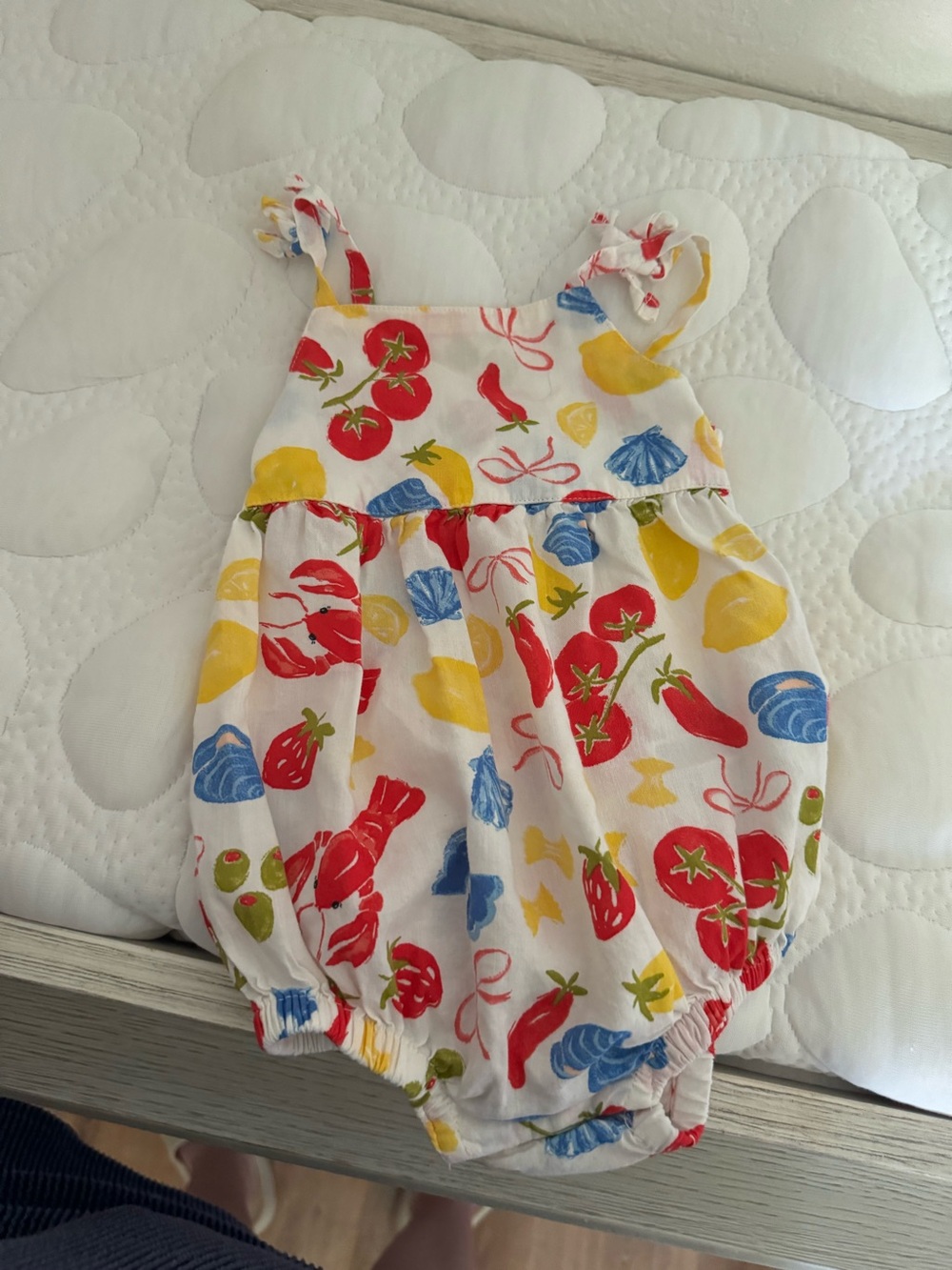 old navy crawfish baby bubble romper 6-12 months